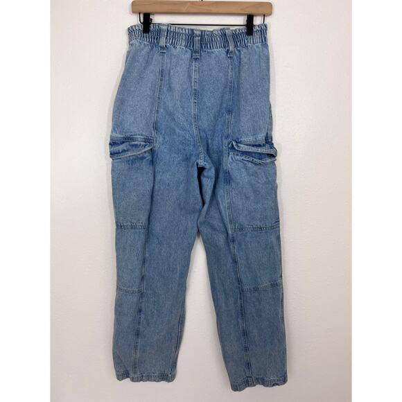 RSQ Wide Leg Cargo Jeans Size 30 Utility Pockets Elastic Waist - Picture 3 of 6